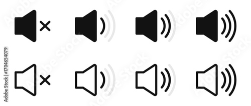 Speaker Icon Set, Loudspeaker Icon Vector. Sound Symbol