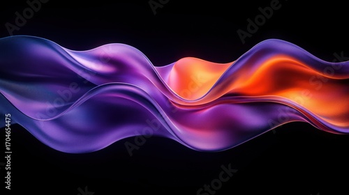 Fluid and flowing abstract waves with vibrant purple and orange colors against a black background creating a dynamic and elegant visual effect