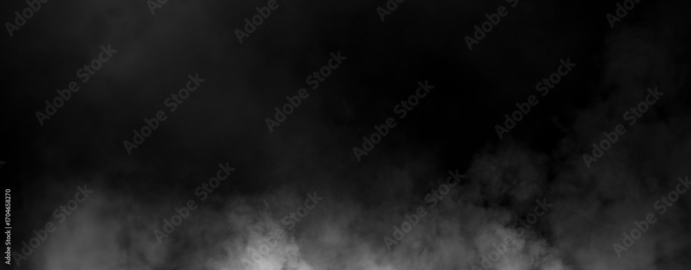 Fototapeta premium Panoramic view fire smoke, fog on isolated black background, creating a mysterious and backdrop, creating a dreamy, atmospheric effect for artistic