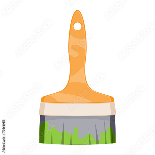 Essential paintbrush with vibrant green paint for home improvement and creative DIY projects