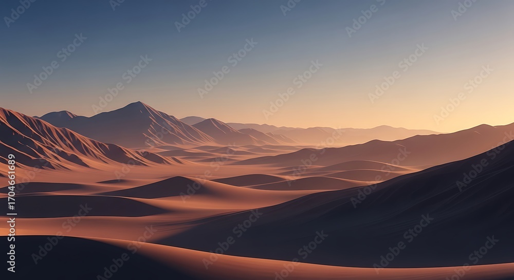 Naklejka premium Desert Mountain Landscape Sunrise.
