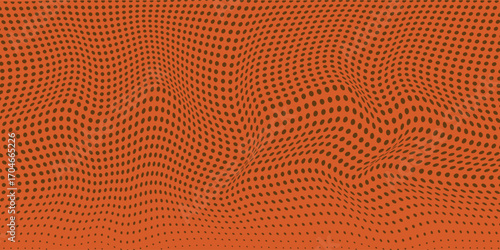 Basketball Ball Cartoon Leather Texture with Bumps Pattern Background. Orange Rubber Pebbles Grain Dots Texture. Sports Theme Banner Backdrop. Vector Illustration.