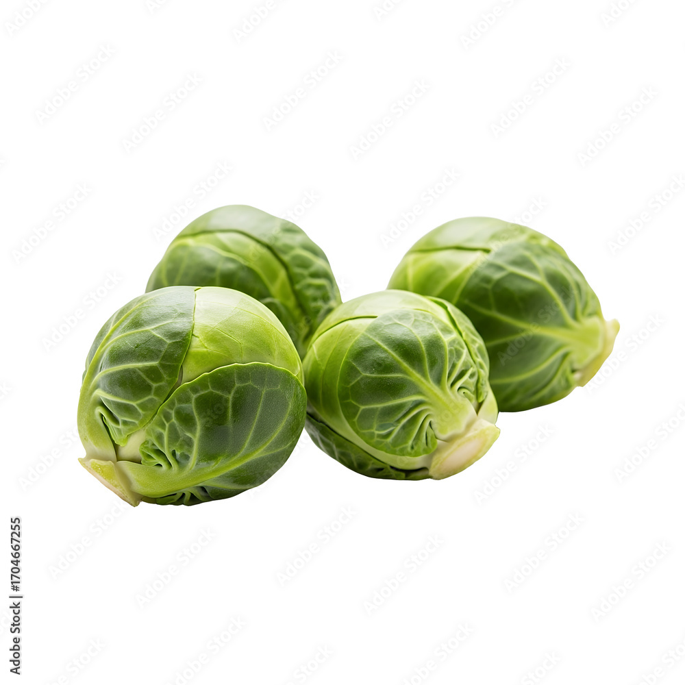 Fototapeta premium Fresh Brussels Sprouts Isolated on White Background Healthy Food and Vegetable Stock Photo