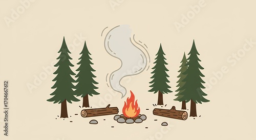Campfire in forest