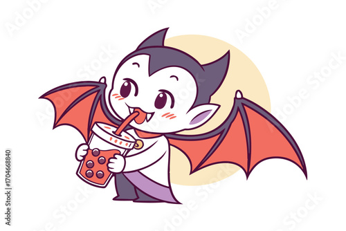 girl with a red devil cartoon illustration vector animal halloween 