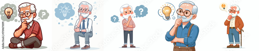 custom made wallpaper toronto digitalvector image of full body old man thinking idea