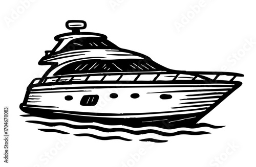 Motor Yacht vector icon luxury logo