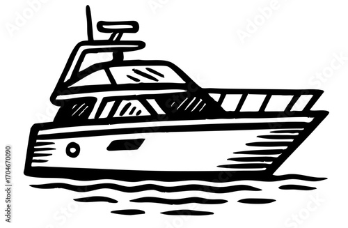 Motor Yacht vector icon luxury logo