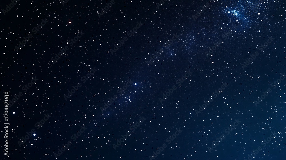 Fototapeta premium Abstract dark blue background with scattered bright white dots and subtle light effects creating a cosmic or starry night sky