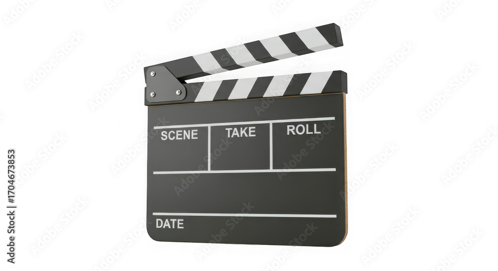 Fototapeta premium Classic film clapperboard isolated for filmmaking and cinema production concepts transparent background