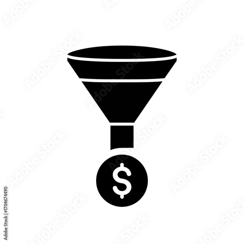 Monochrome Icon Depicting a Funnel Converting Ideas into Money