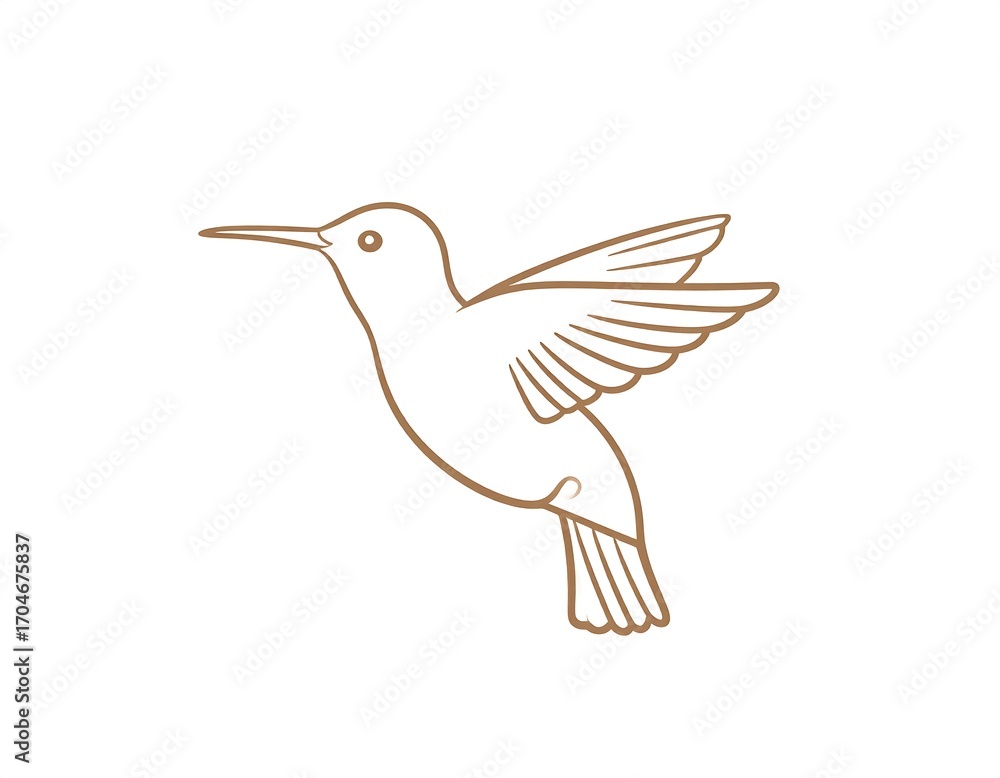 Obraz premium Simple line drawing of a hummingbird in flight (1)