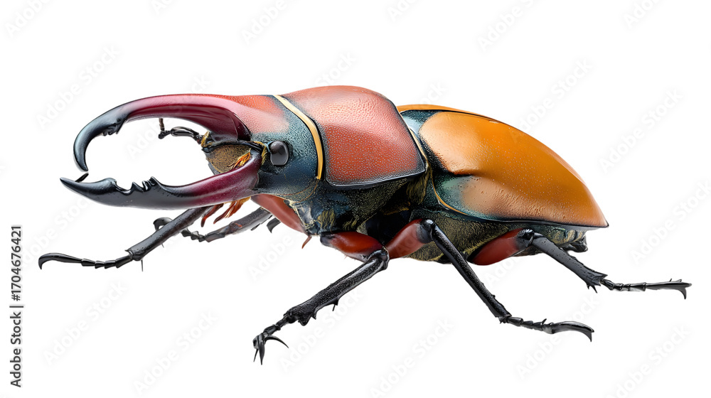 Naklejka premium Insect Close View of Stag Beetle Isolated on White