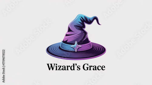 Wizard hat illustration for magic spells and fantasy games with star and purple color scheme design