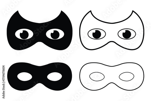 Collection of black superhero mask vector icons. Mask superhero. Carnival mask icon. eps 10