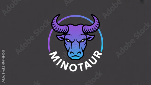 Minotaur logo design vector illustration greek mythology bull man creature taurus animal horned beast icon graphic 100