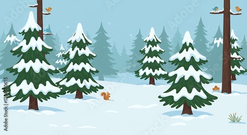 Snowy forest winter scene