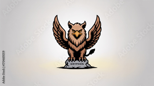 Cartoon gryphon illustration vector design for logo mascot fantasy creature mythical beast animal art