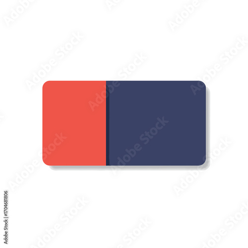 Flat design of a red and blue eraser with isolated on a clean white background.