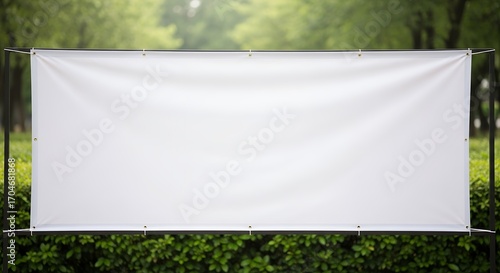 Blank White Banner Outdoor Advertising Event Promotion Marketing Display Signage Park Background