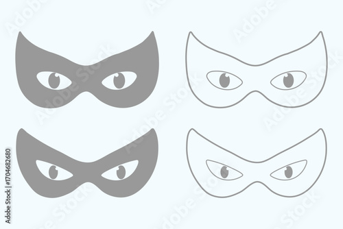 Superhero Mask with Pointed Edges, Isolated on White Background. symbolizing carnival, mystery, and superhero concepts. eps 10