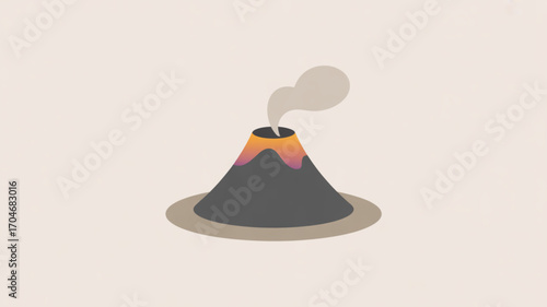 Volcano eruption illustration vector graphic design nature landscape geological formation smoke and lava drawing