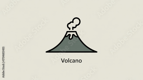 Volcano eruption illustration vector drawing of a mountain with smoke for geology and earth science use
