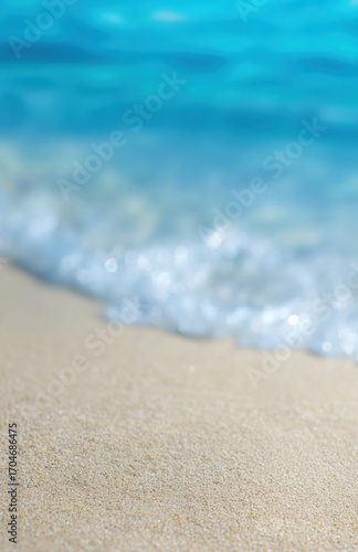 Wallpaper Mural Close up of soft wave washing sandy beach with turquoise water in background, creating relaxing and idyllic summer vacation scene Torontodigital.ca