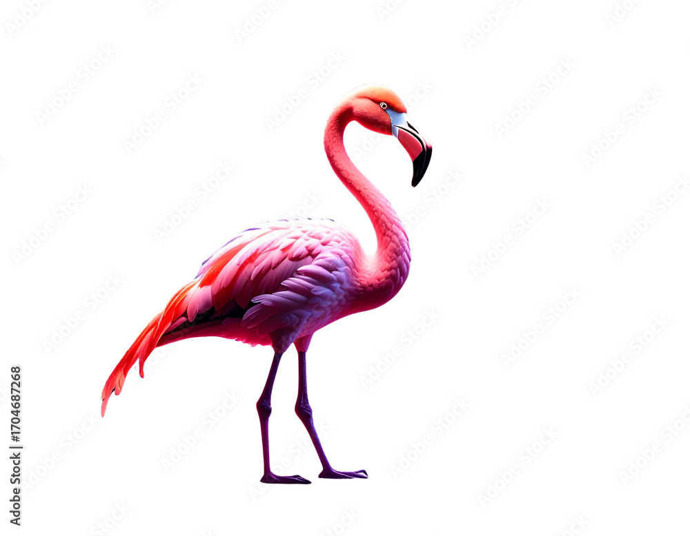 Fototapeta premium Fantasy Glowing Pink Flamingo Scene PNG