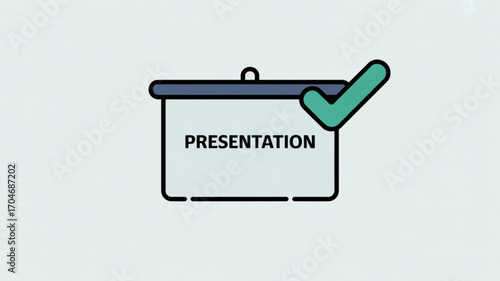 Presentation complete successful project approved business meeting presentation board and checkmark icon