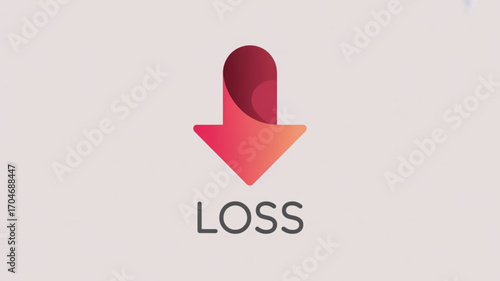 Loss concept vector illustration with downward arrow for financial loss business loss and economic loss sign 100