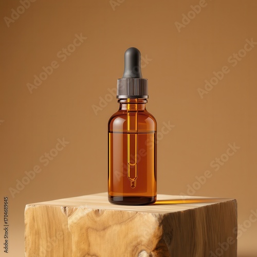 Amber Dropper Bottle with Wooden Base