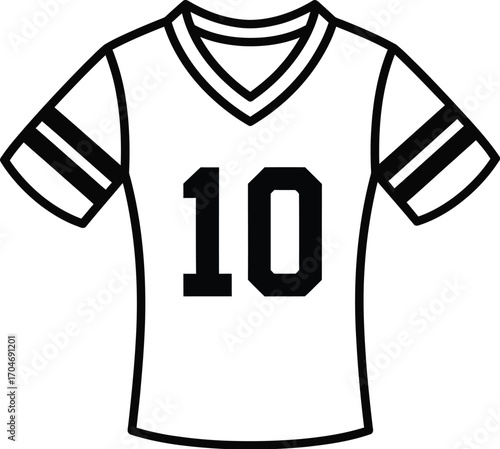 Simple black and white outline of a sports jersey with the number 10
