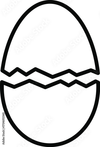 Simple cracked egg outline symbolizing new beginnings and fragility