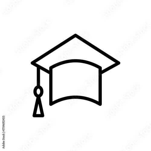Education icon symbol for apps and websites. Graduation cap sign and symbol. Graduate. Students cap