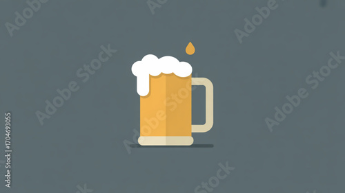 Flat vector beer mug illustration for pub, bar and brewery designs and alcohol related graphic projects usage
