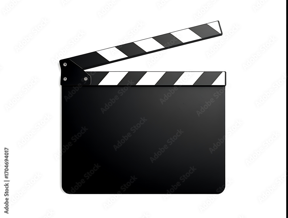 Fototapeta premium cinematic clapperboard with striped top and blank fields for director and camera info