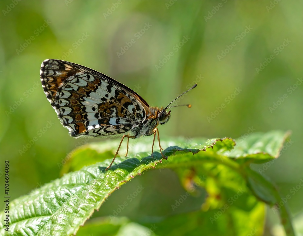 Obraz premium Close-up of a butterfly on a leaf