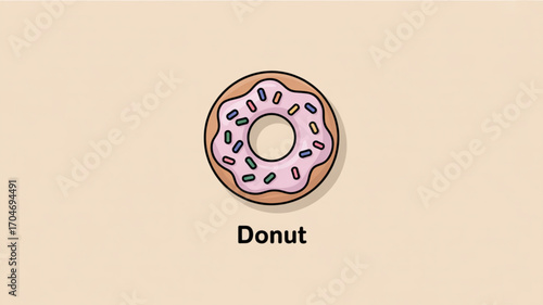 Delicious pink frosted donut with sprinkles vector illustration for bakery shop and sweet treats lovers
