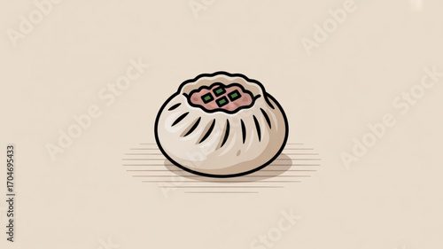 Delicious steamed bao bun dim sum asian cuisine chinese food culinary tradition tasty snack food illustration