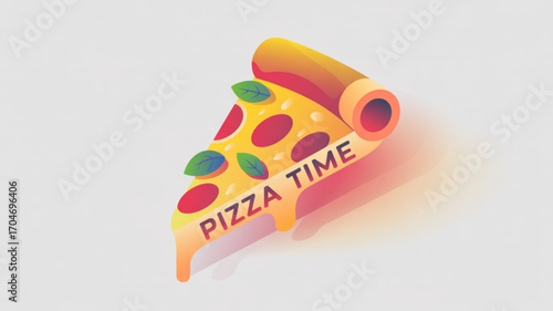 Delicious pizza slice illustration for restaurant menu and food delivery services design and pizza time concept