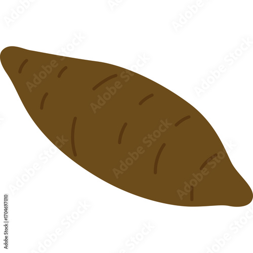 Brown sweet potato with smooth shape, nutritious root vegetable illustration ideal for food or health themes.