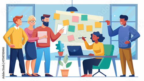Group of people collaborating in an office setting