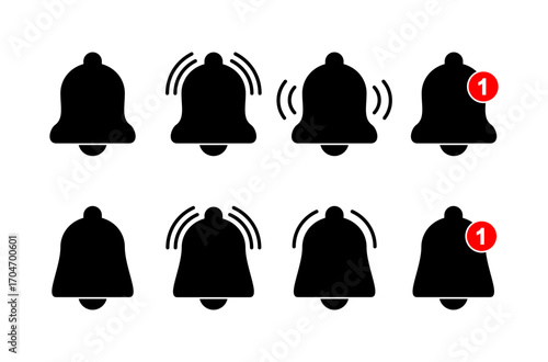 Bell icon logo design. Notification sign and symbol for web site design