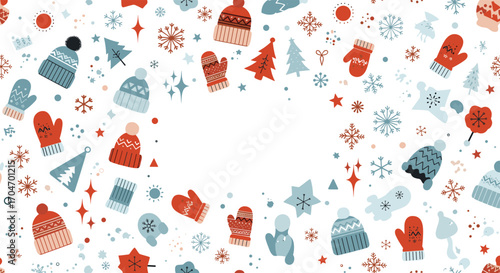 Festive winter warmth a cozy collection of knitted hats and mittens adorned with snowflakes and stars