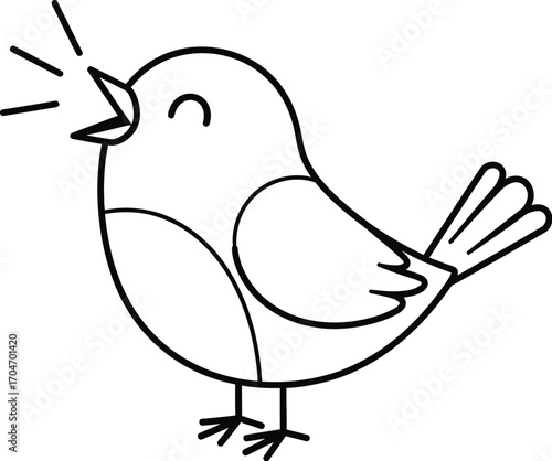 Happy little bird singing a cheerful song