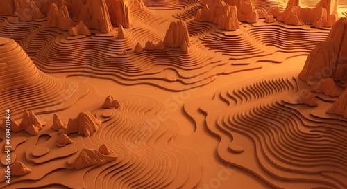 Terraced Desert Landscape.