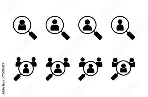 Hiring icon logo design. Search job vacancy sign and symbol. Human resources concept. Recruitment