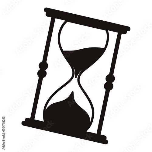 Silhouette hourglass depicts sand flowing with a transparent background indicating limited time remaining