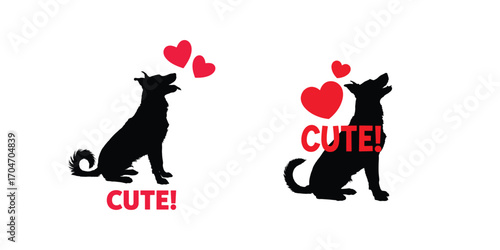 Cute Dog Silhouettes with Hearts
